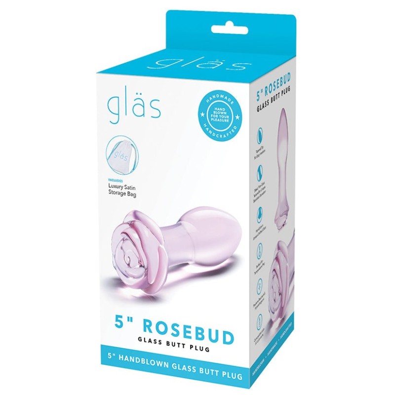 Glas 5" Rosebud Butt Plug-Pink